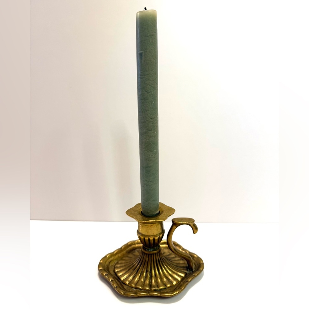 Vintage Brass Chamberstick Candle Holder with Handle – 3.5” – Heavy - Picture 3 of 5